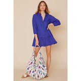 Alcee Royal Blue Puff Sleeve Tie Back Cover Up Dress