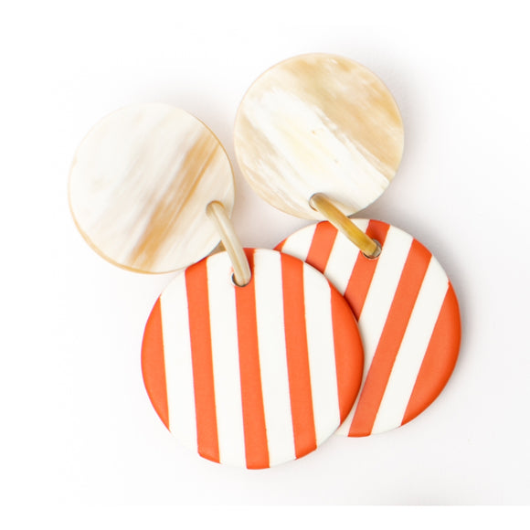 Orange Stripe Double Dip Earrings