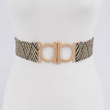 Metal Faux Straw Elastic Belt