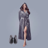 Women's Hooded Plush Robes - Luxury Soft Fleece Bathrobe