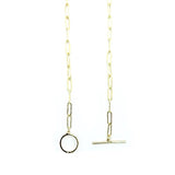 Gold Paper Clip Toggle Clasp Necklace