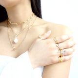 Gold Paper Clip Toggle Clasp Necklace