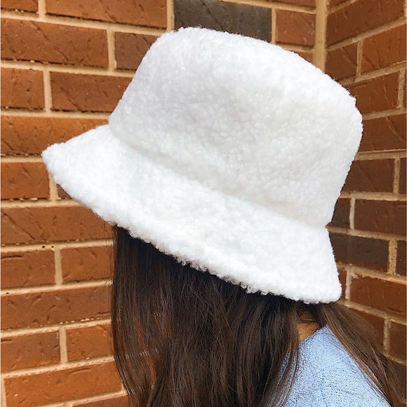 Fuzzy Bucket Hat - White