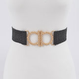 Metal Faux Straw Elastic Belt