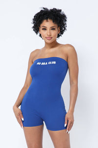 Front "NO BRA CLUB" Screen Tube Romper