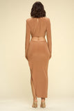 Bodycon Cut Out Midi Dress - Clay