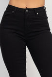 Frayed Bell Bottom Colored Denim Jeans - Black