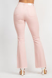 Frayed Bell Bottom Colored Denim Jeans - Blush