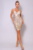 Spaghetti Strap Holiday Sequins Plunge Mini Dress