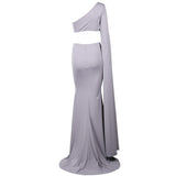 Grey One Shoulder Evening Dress