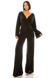 Solid Open Back Tie Jumpsuit