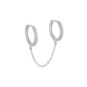 Tiny CZ Diamond Handcuff Chain Hoop Huggies