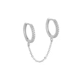 Tiny CZ Diamond Handcuff Chain Hoop Huggies