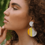 Banana Yellow Circle Stripe Earrings