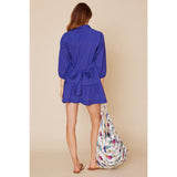 Alcee Royal Blue Puff Sleeve Tie Back Cover Up Dress