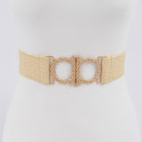 Metal Faux Straw Elastic Belt